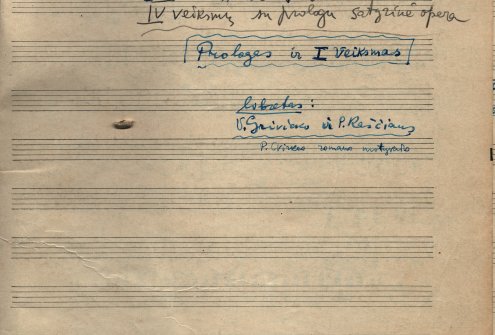 LLMA F. 144, ap. 1, b. 187, l. 1. Benjamino Gorbulskio satyrinės operos „Frank Kruk“ ištrauka. 