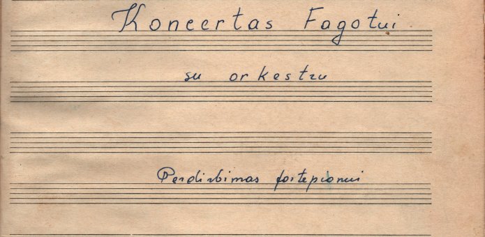 LLMA F. 144, ap. 1, b. 138, l. 1. Benjamino Gorbulskio koncertas fagotui ir simfoniniam orkestrui. Klavyro ištrauka. 1952 m.