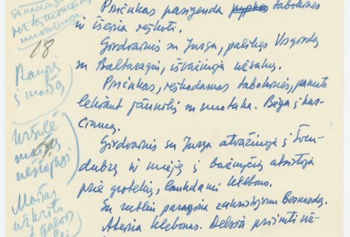 Romano „Baltaragio malūnas“ kino scenarijaus eskizas, 1956 m. LLMA F. 9, ap. 1, b. 4, l. 6