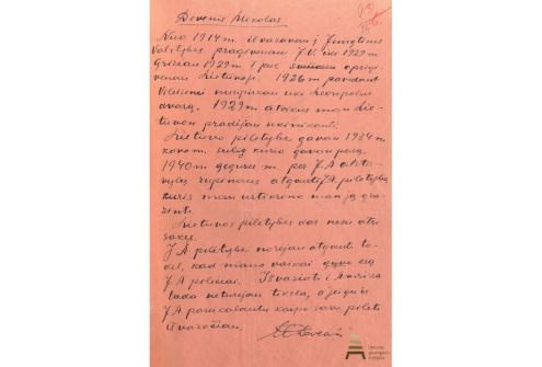 Mykolo Devenio raštas dėl JAV pilietybės atkūrimo.