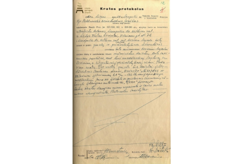 Suimtojo Mykolo Devenio asmens kratos protokolas, sudarytas sovietų okupuotos Lietuvos vidaus reikalų ministerijos Valstybės saugumo ir kriminalinės policijos Ukmergės apygardos.