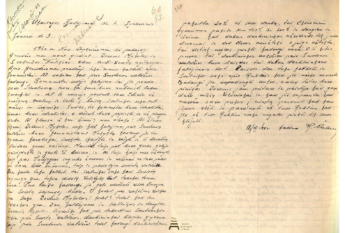 Su Mykolu Deveniu vienoje kameroje kalėjusio asmens pranešimas Lietuvos SSR vidaus reikalų liaudies komisariato (NKVD) kalėjimo Nr. 7 administracijai apie M. Devenio kalbas ir nuotaikas