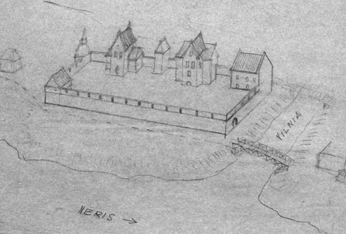 XVI a. galo užstatymas Kreivosios pilies šiauriniame papilyje. Sigitas Lasavickas. 1990 metai. LLMA, f. 650, ap. 1, b. 132, l. 9